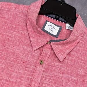 Rebel James & Charli Button Down Shirt Mens XXL Coral Pink Excellent Linen Blend
